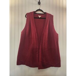 Talbots Women's Burgundy Thick Knit Sweater Vest Size 1X Layered Casual Classic